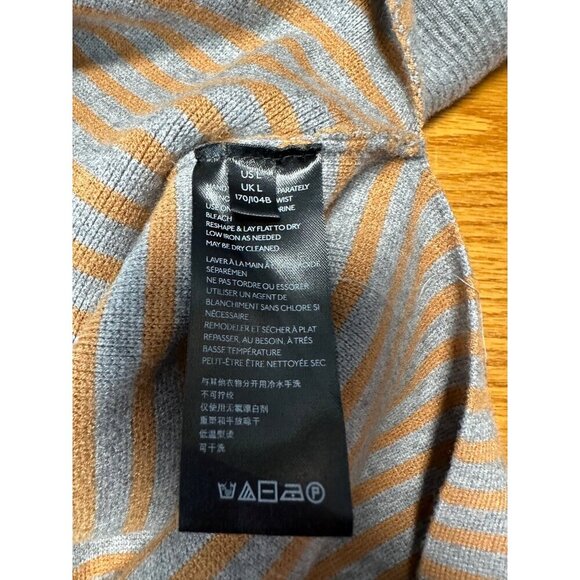 Anthropologie Gray Striped ELISE Ribbed Off Shoulder Sweater Size L - Picture 7 of 11